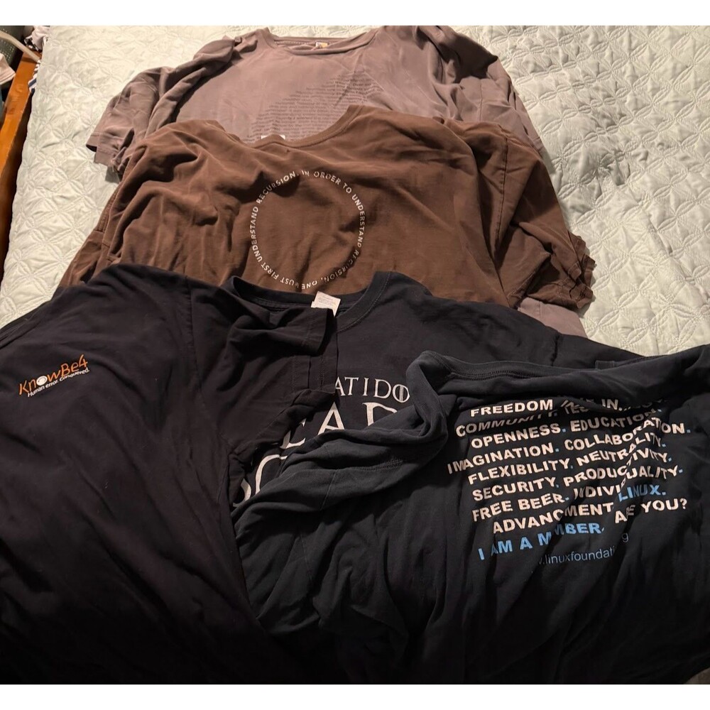 Lot of 6 Geek Tech T-Shirts 3XL 4XL Linux ThinkGeek Woot KnowBe4 Sci-Fi